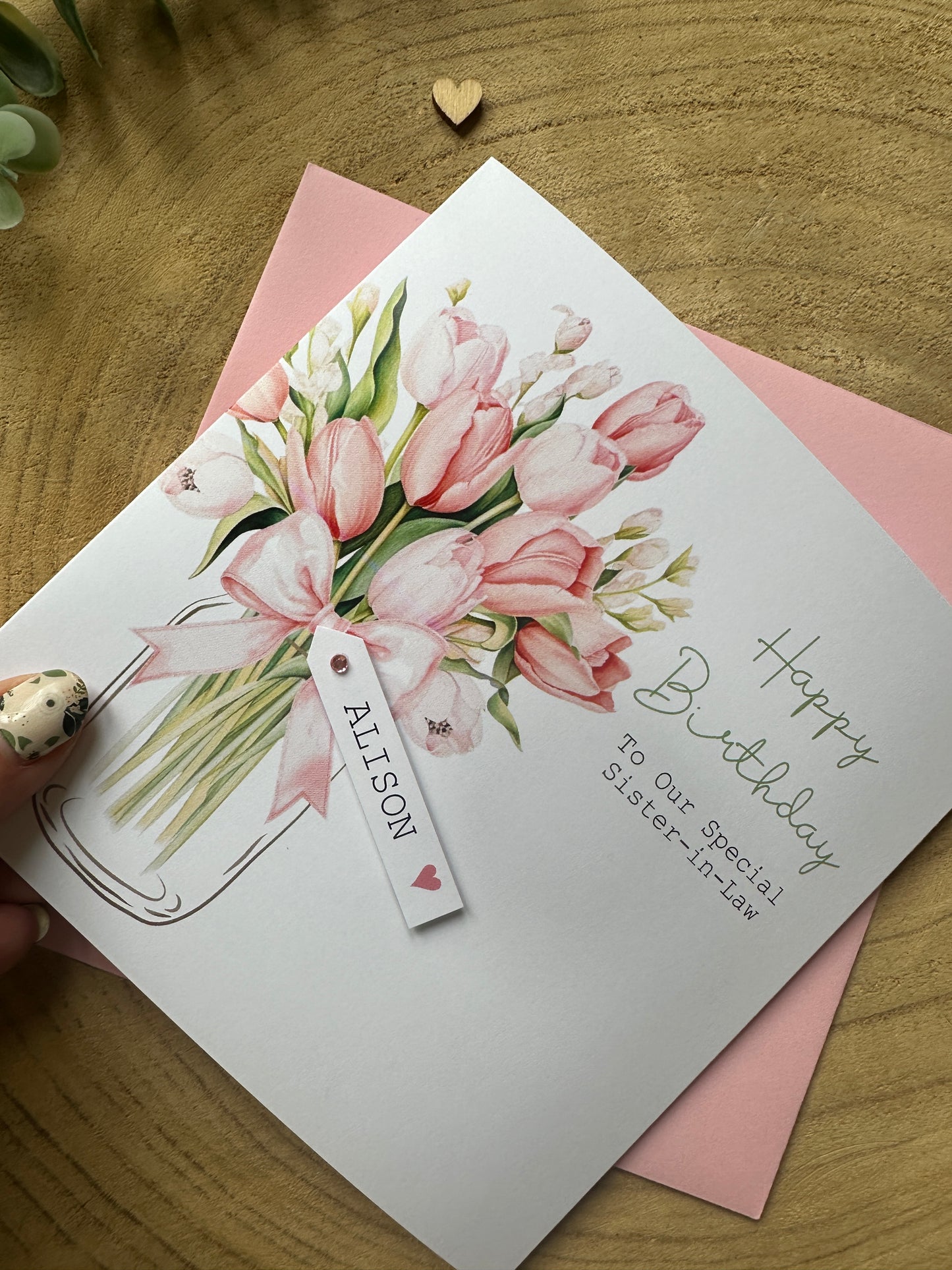 Personalised Birthday Card - Tulips - Mum, Friend, Auntie, Wife, Daughter, Sister