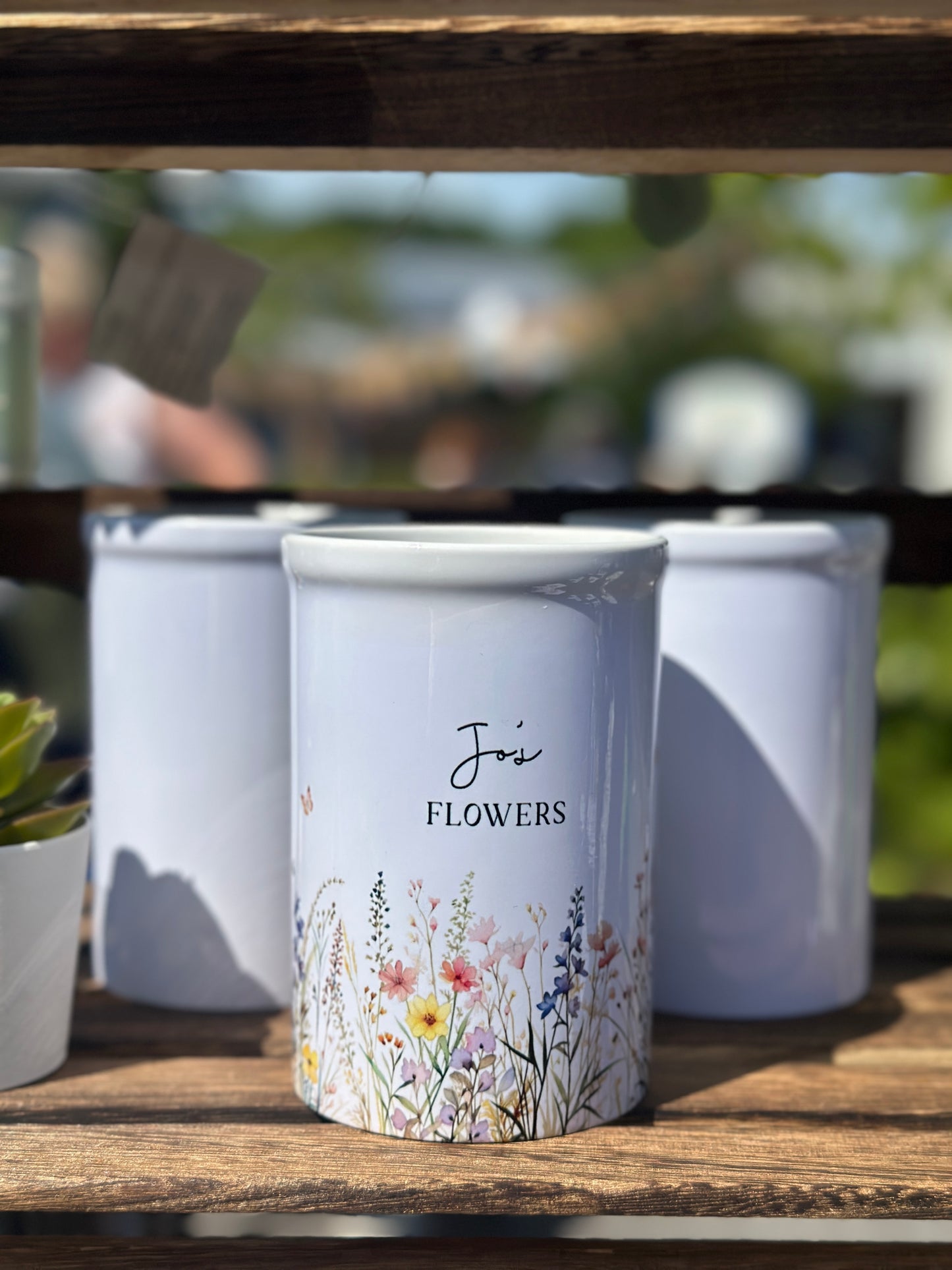 Personalised Ceramic Vase Wildflower Design and Matching Card Option
