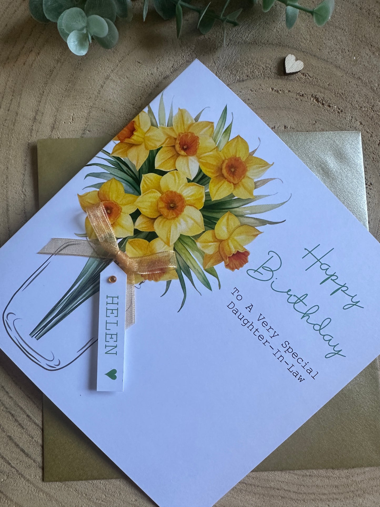 Personalised Birthday Card - Daffodils - Mum, Friend, Auntie, Wife, Daughter