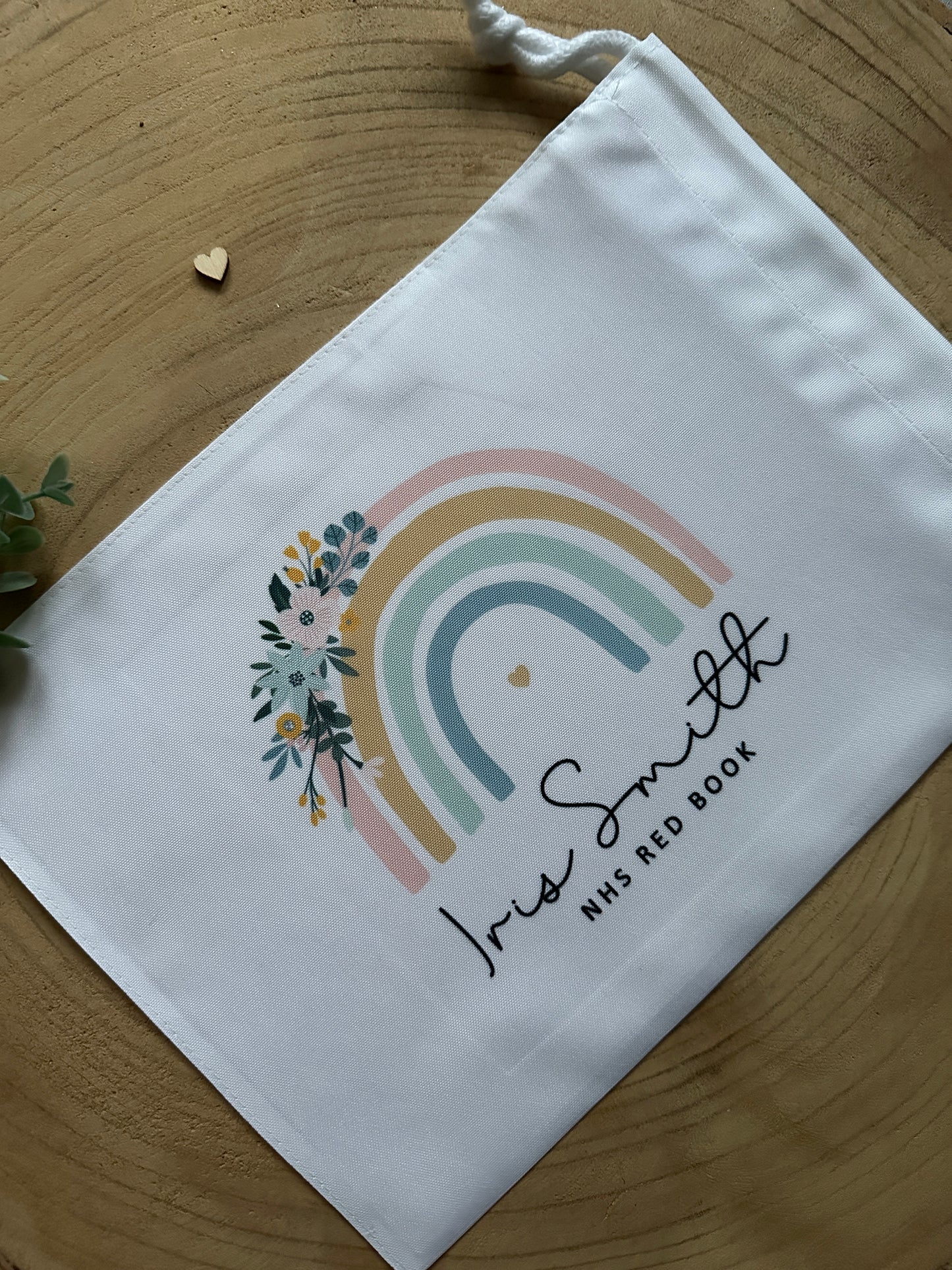 Personalised Red Book Bag, 4 rainbow designs, First Years Health Record Holder