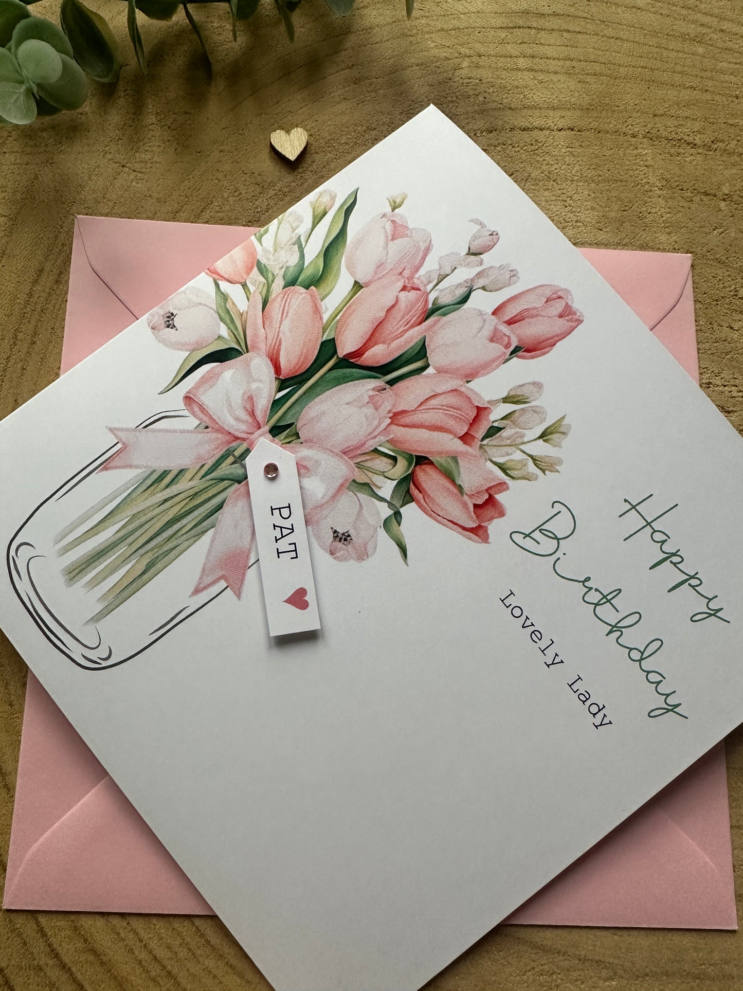 Personalised Birthday Card - Tulips - Mum, Friend, Auntie, Wife, Daughter, Sister
