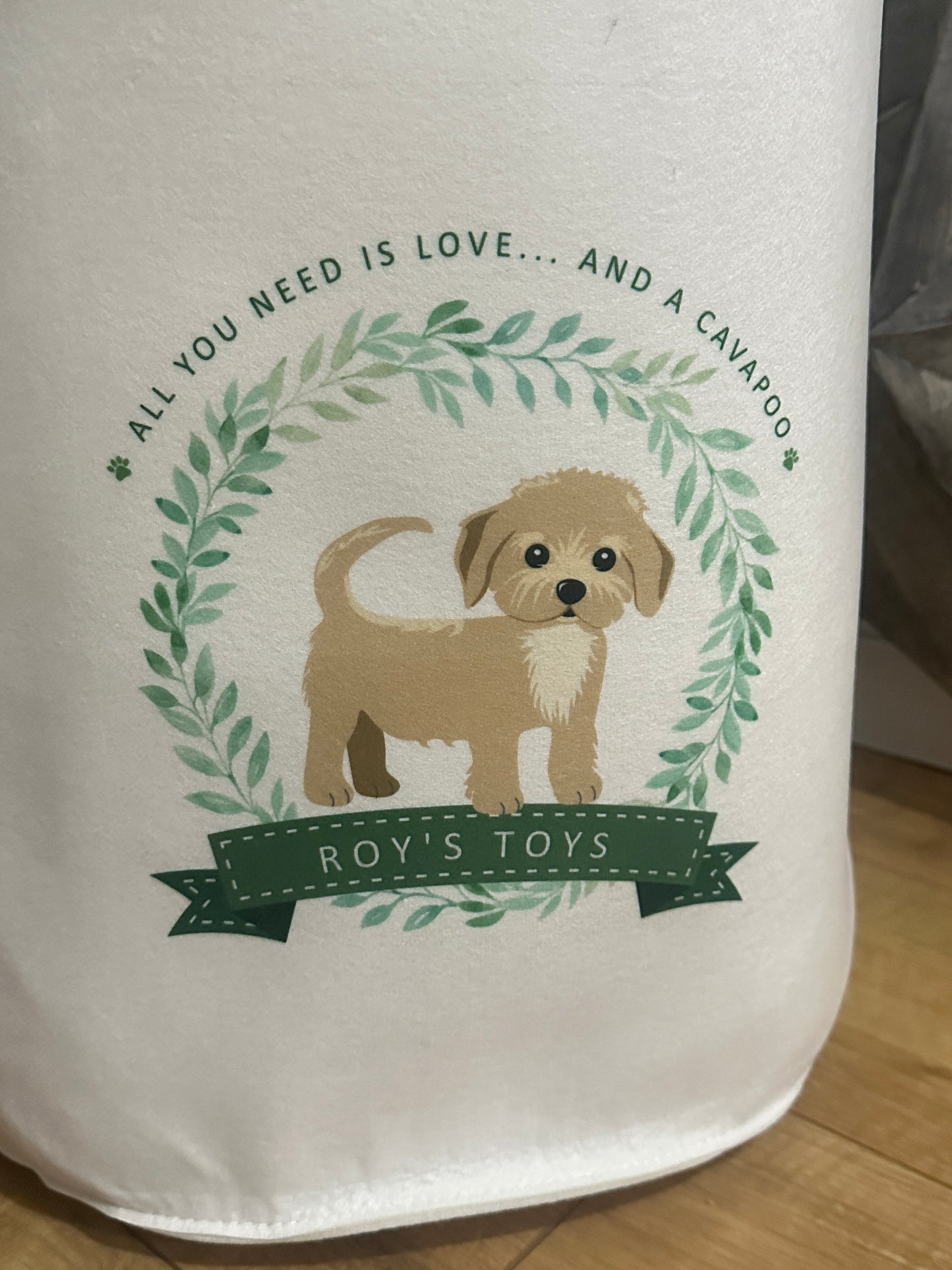 Personalised Dog Toy Storage Basket - Custom Breed, Felt Toy Box, Puppy Gift