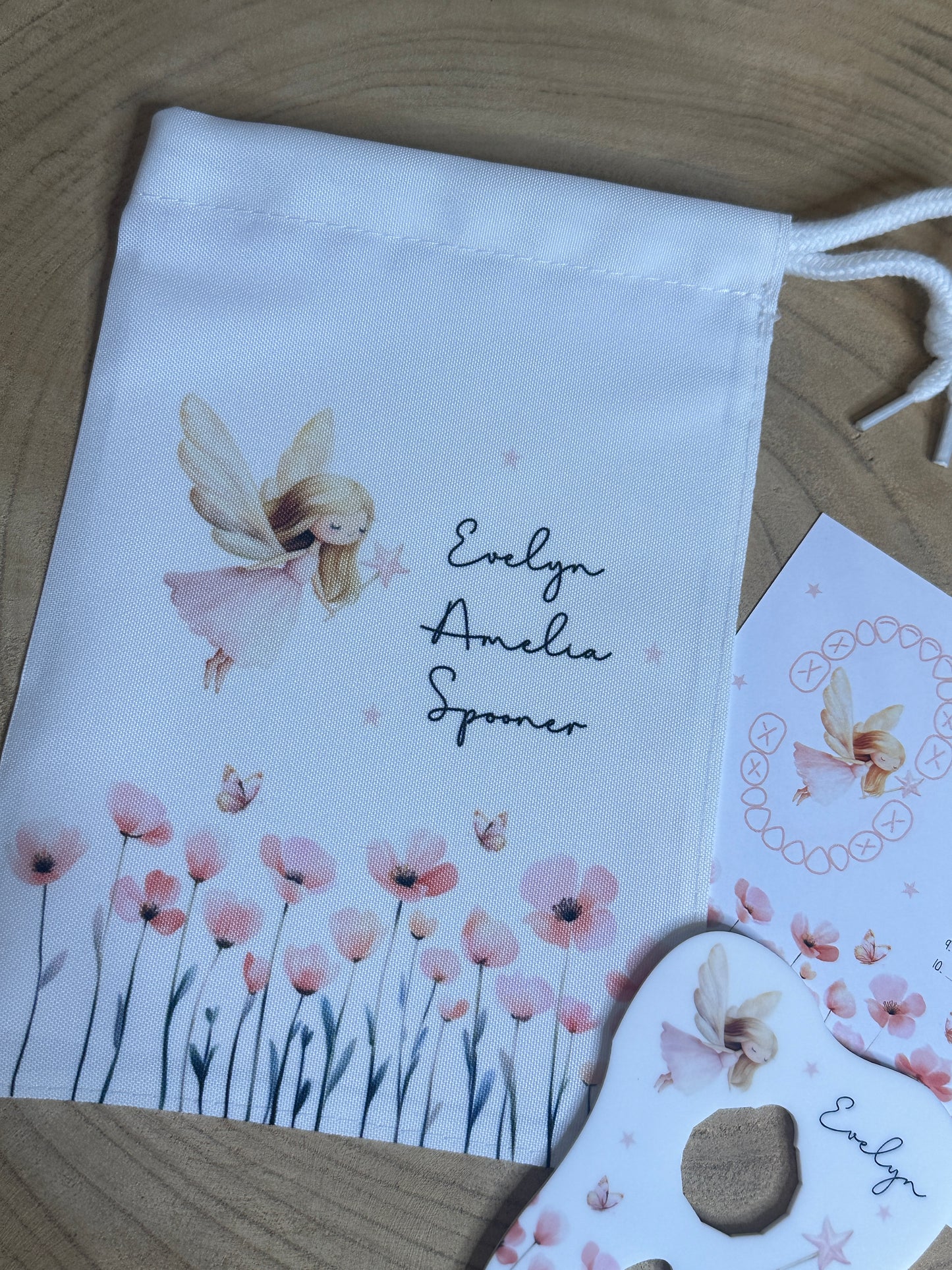 Personalised Tooth Fairy Bag, Chart & Coin Holder Set, Custom Tooth Loss Keepsake, Tooth Fairy Gift Set with Pouch
