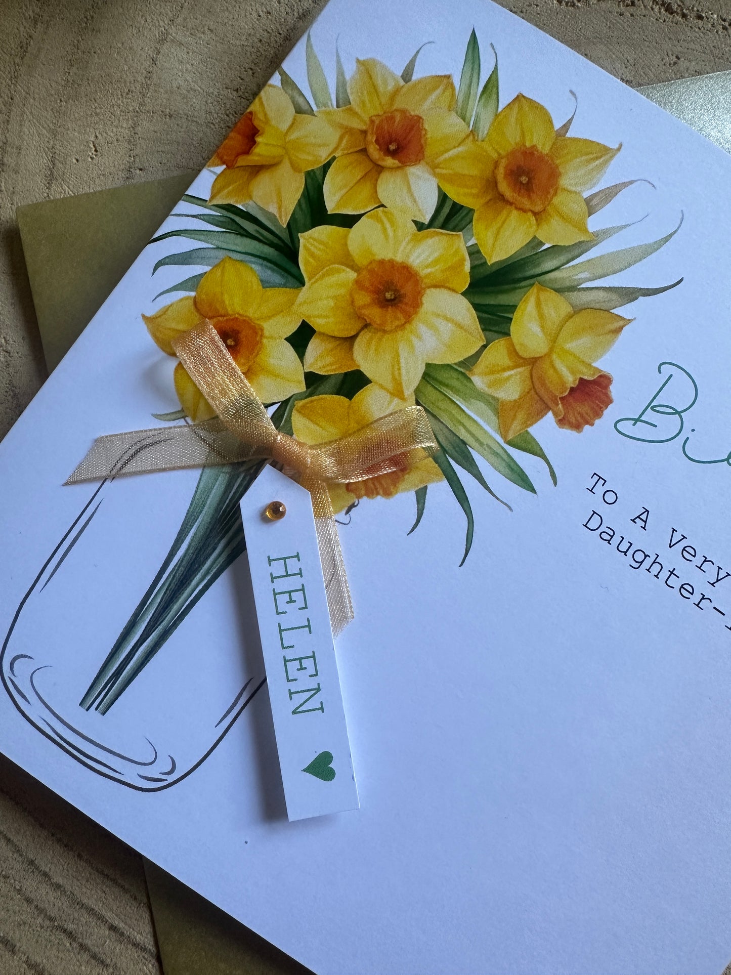 Personalised Birthday Card - Daffodils - Mum, Friend, Auntie, Wife, Daughter
