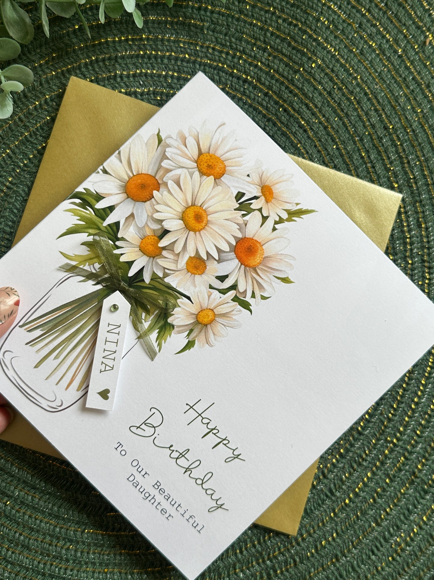 Personalised Birthday Card - Daisy Flowers - Mum, Friend, Auntie, Wife, Daughter, Sister