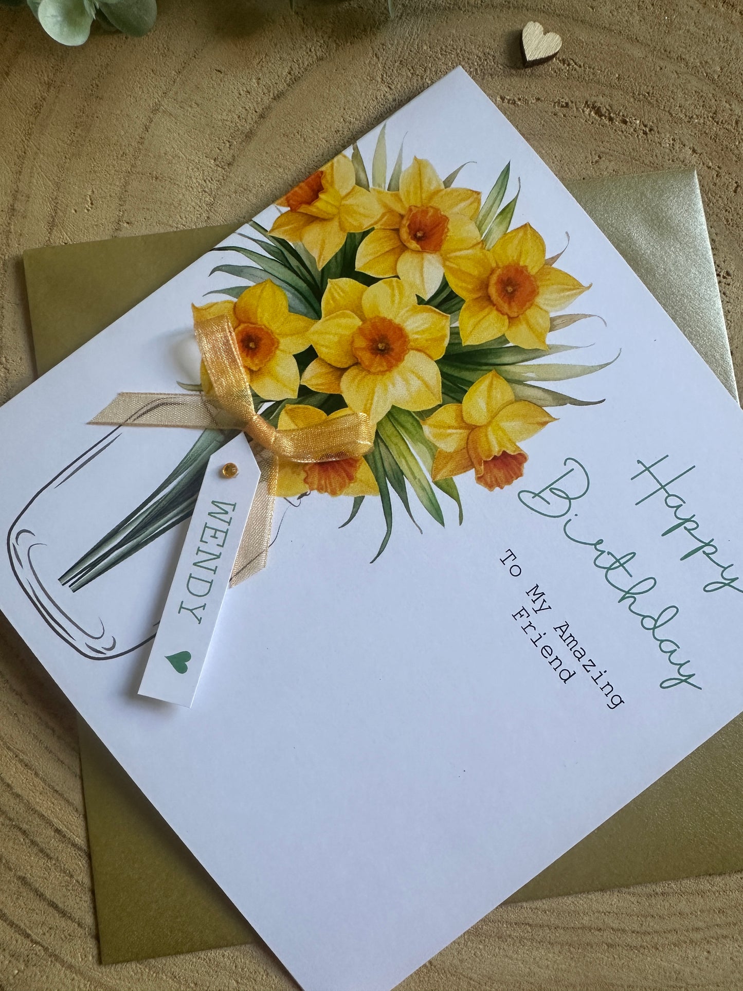 Personalised Birthday Card - Daffodils - Mum, Friend, Auntie, Wife, Daughter