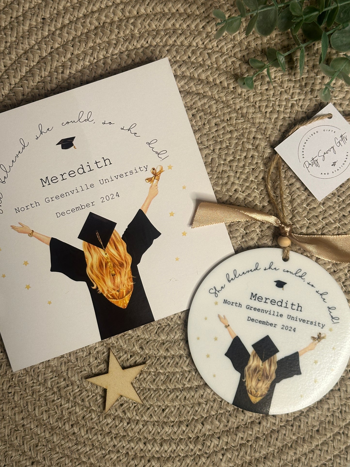Personalised Graduation Gift Keepsake - Custom University Graduation Gift for Her, Girl Graduation Gift, Hair Colour Customisation