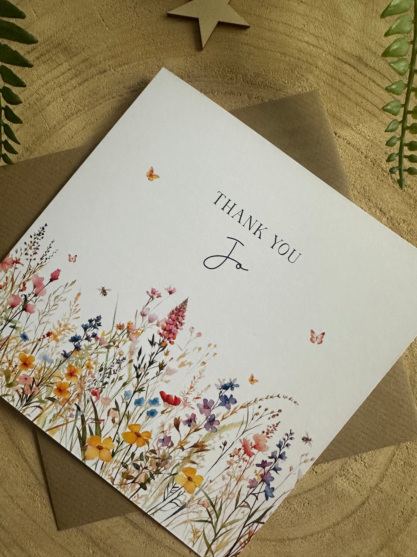 Personalised Ceramic Vase Wildflower Design and Matching Card Option