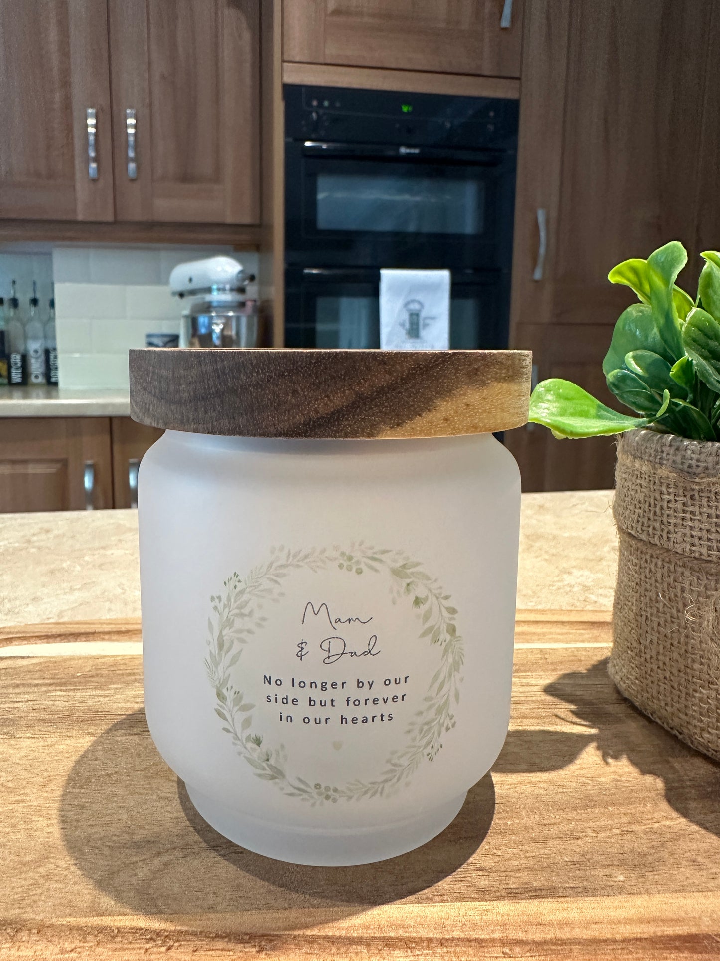 Personalised Handmade Memorial Tea Light Glass Candle Holder