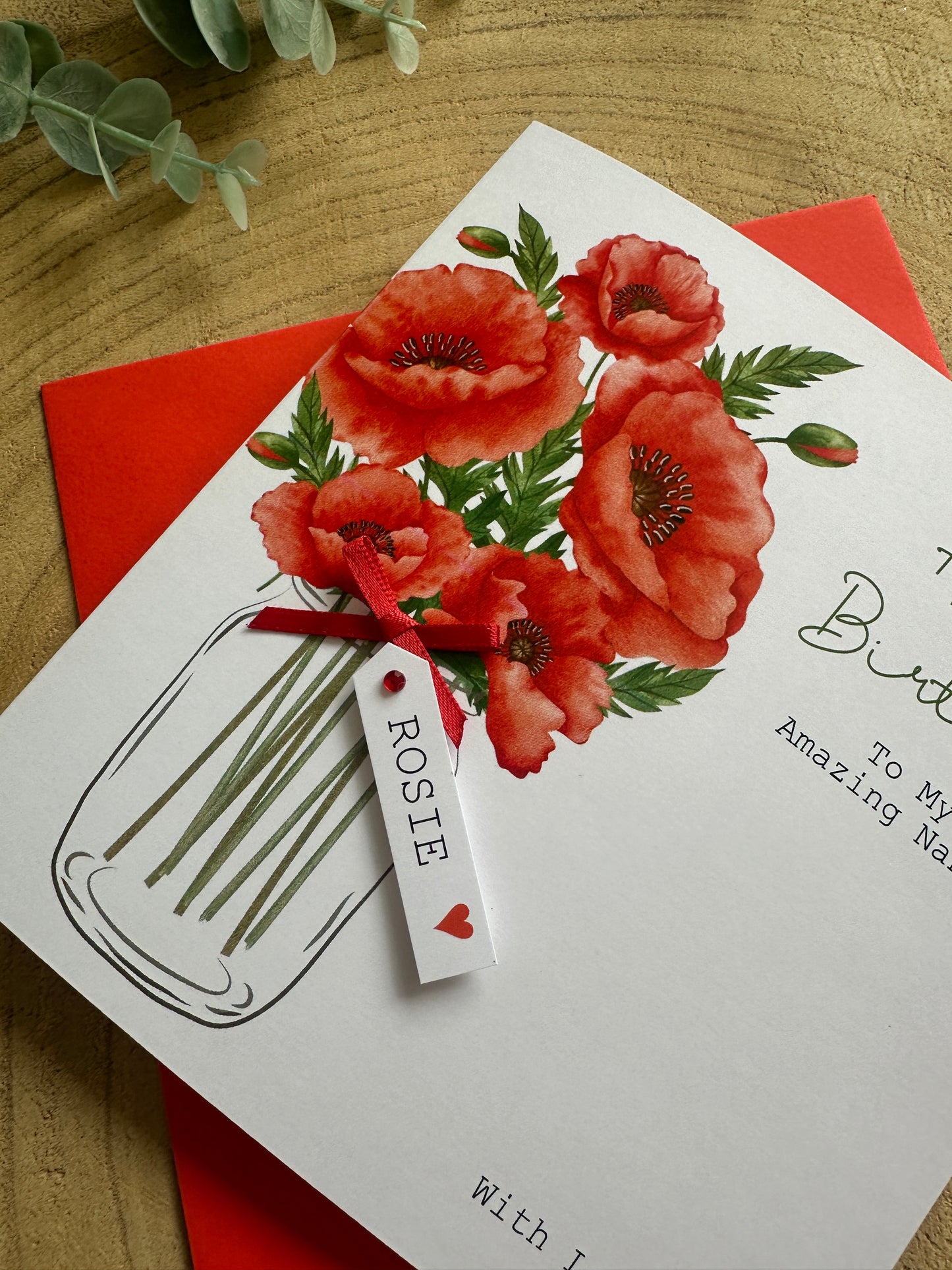 Personalised Birthday Card - Poppy Flowers - Mum, Friend, Auntie, Wife, Daughter, Sister