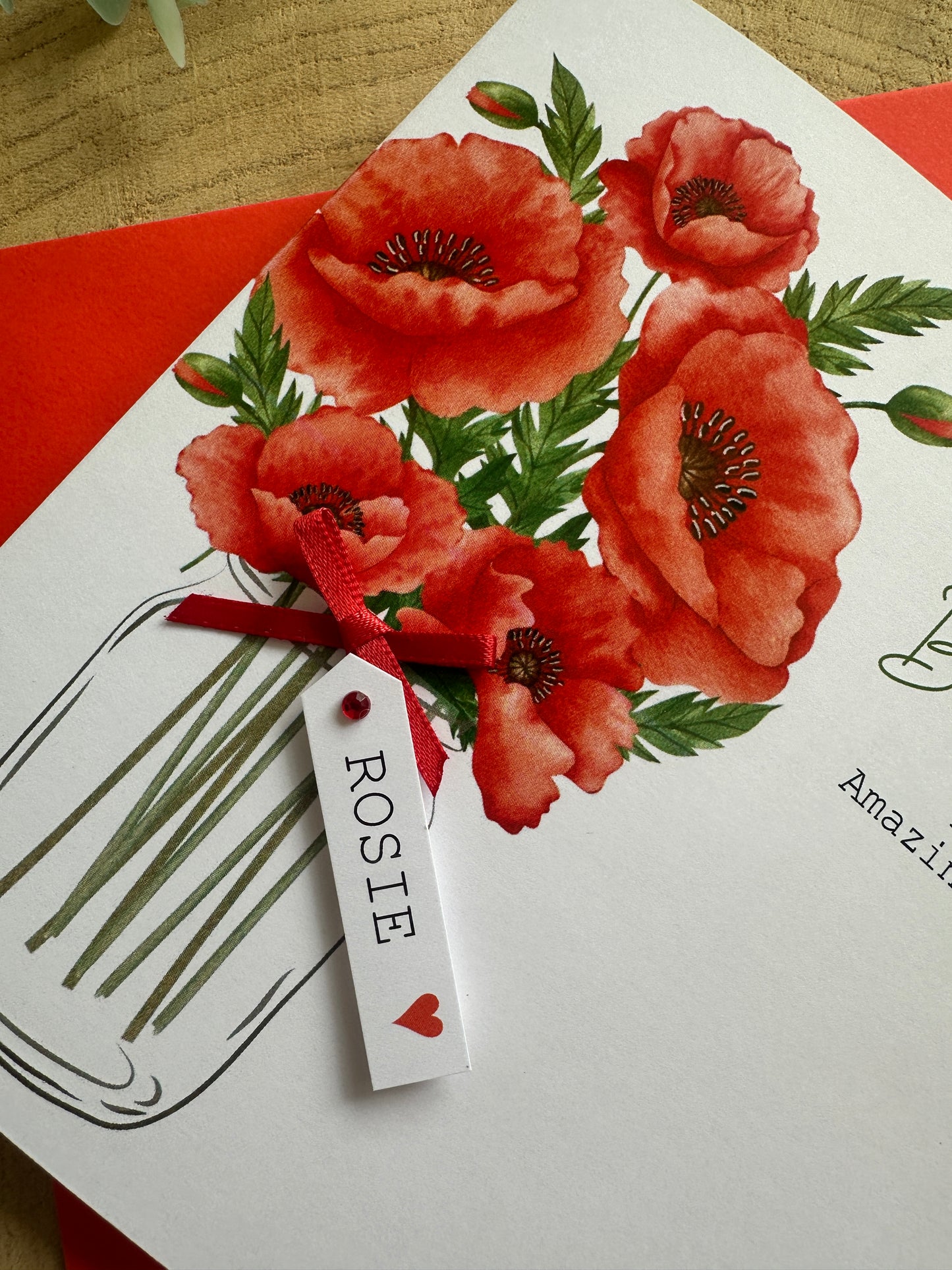 Personalised Birthday Card - Poppy Flowers - Mum, Friend, Auntie, Wife, Daughter, Sister