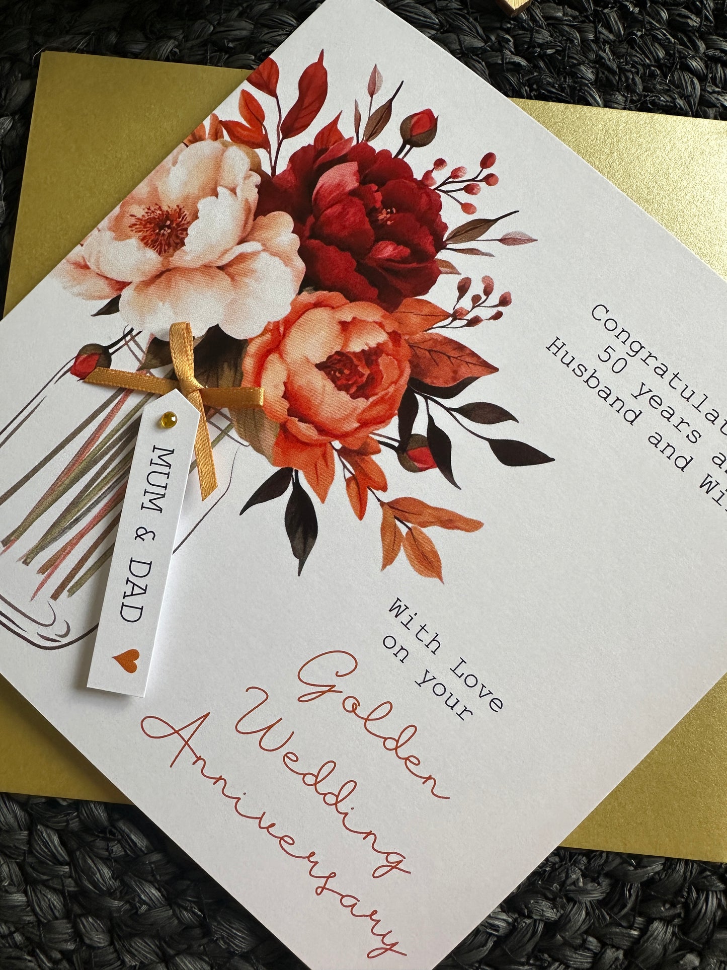 Personalised Golden Wedding Anniversary Card - 50 years married