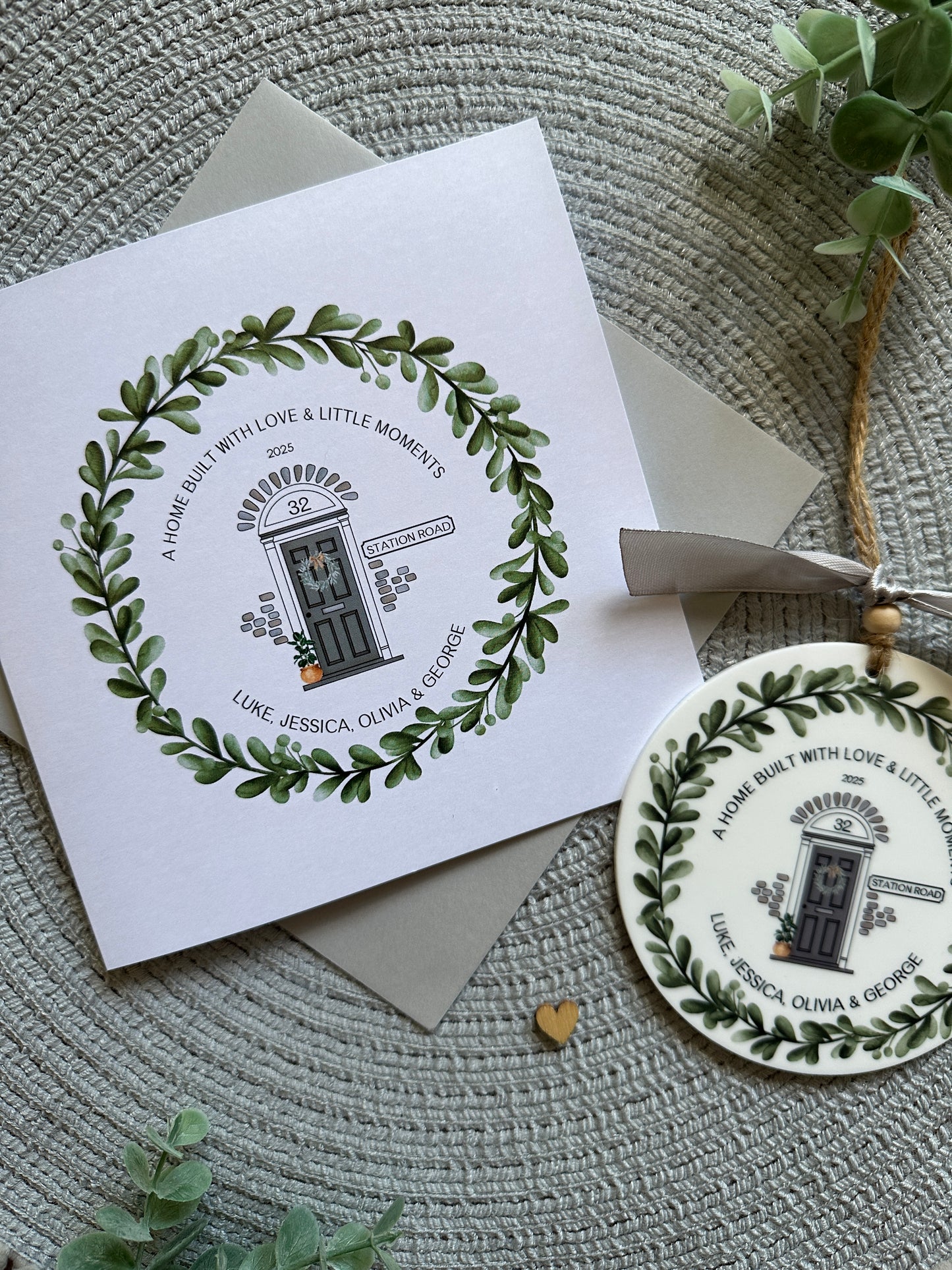 Personalised Handmade New Home Keepsake, Matching Card Available