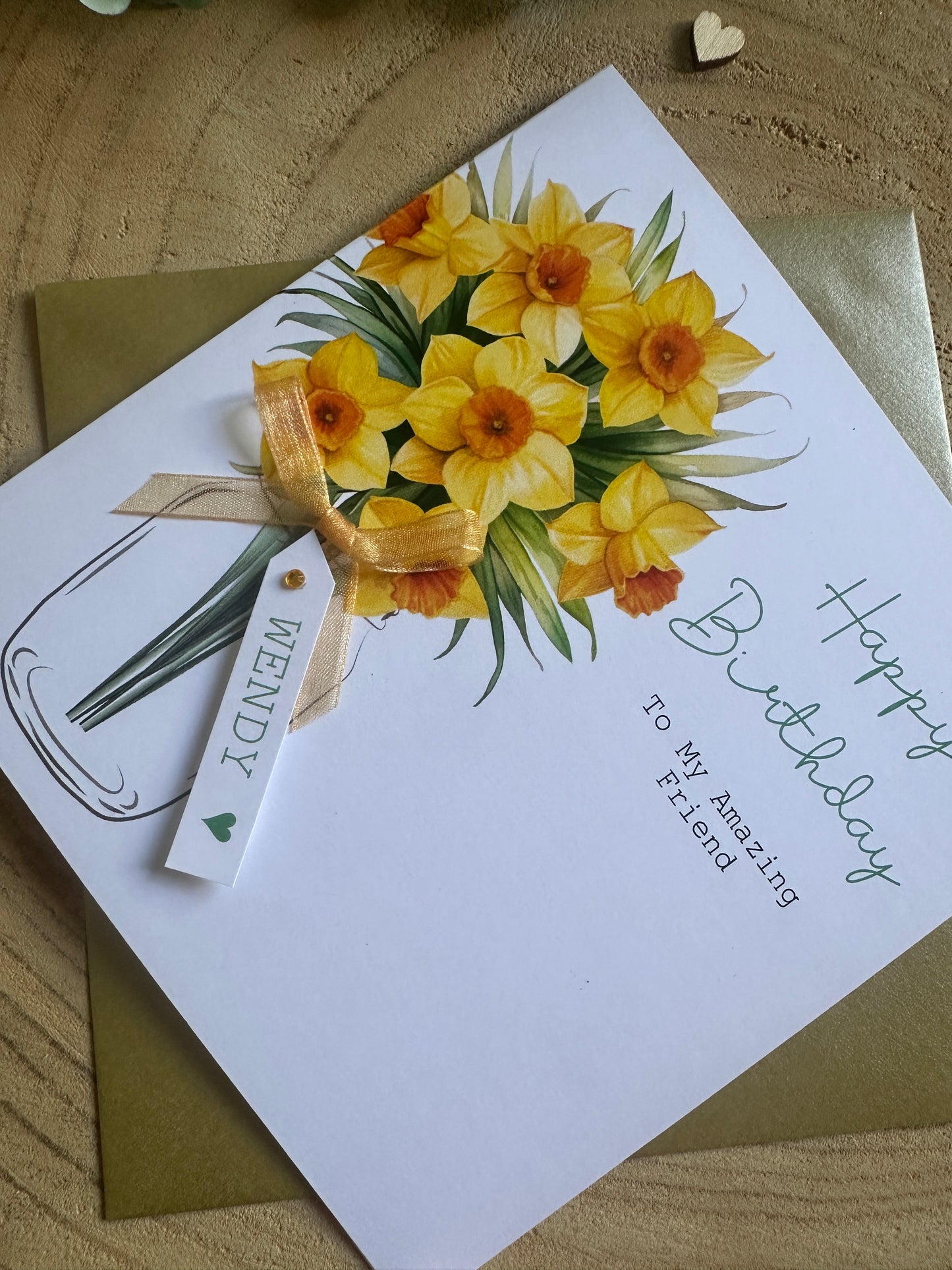 Personalised Birthday Card - Daffodils - Mum, Friend, Auntie, Wife, Daughter