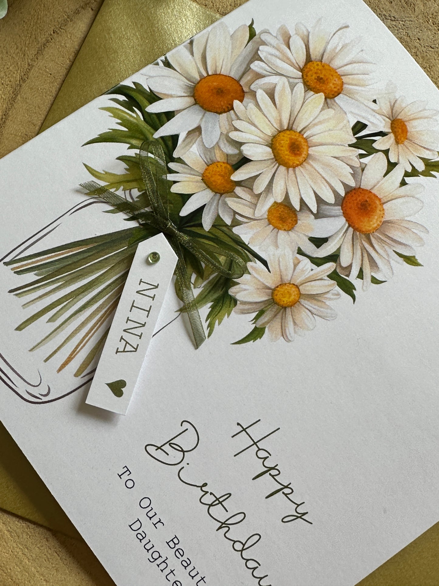 Personalised Birthday Card - Daisy Flowers - Mum, Friend, Auntie, Wife, Daughter, Sister
