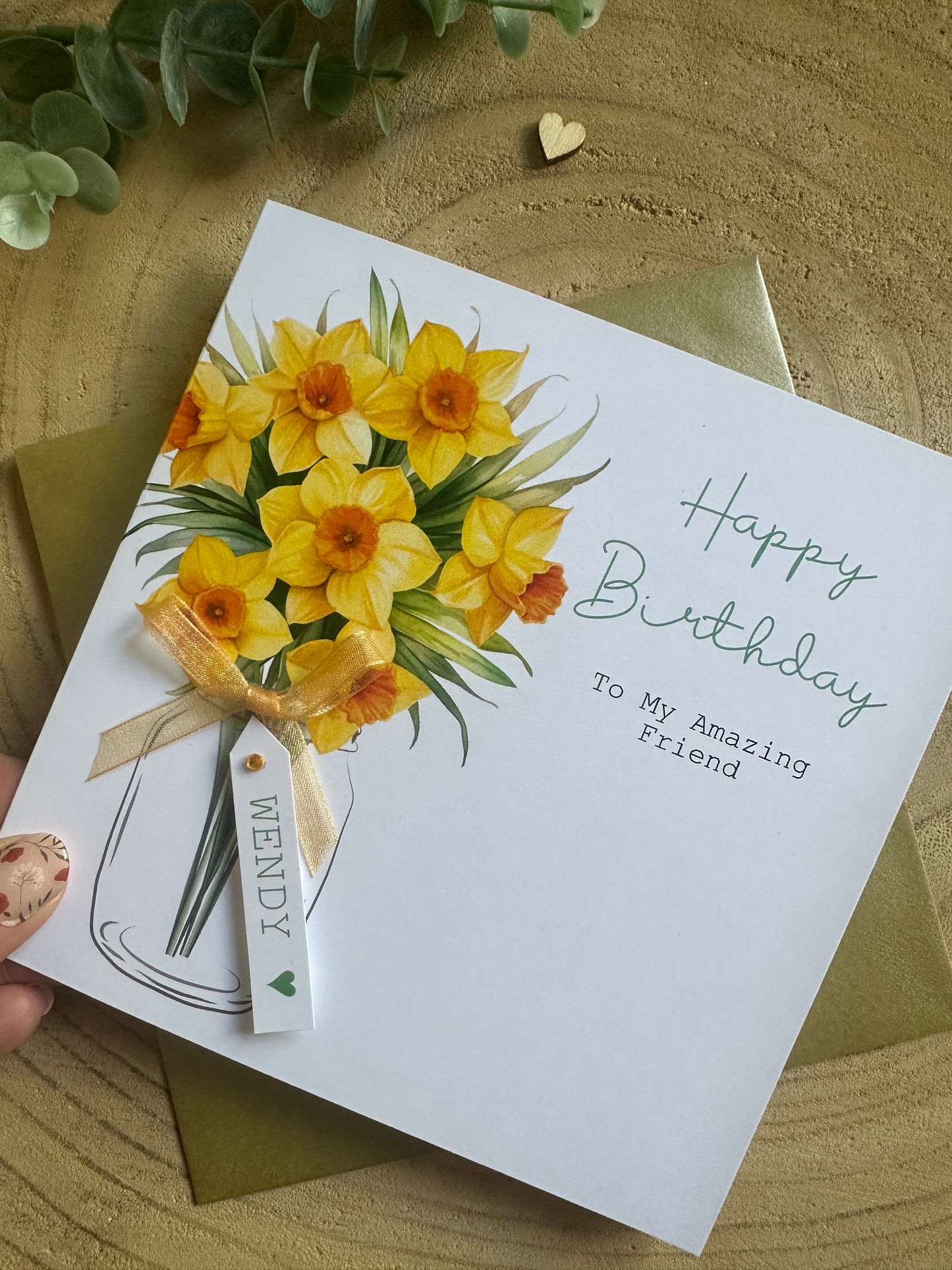 Personalised Birthday Card - Daffodils - Mum, Friend, Auntie, Wife, Daughter