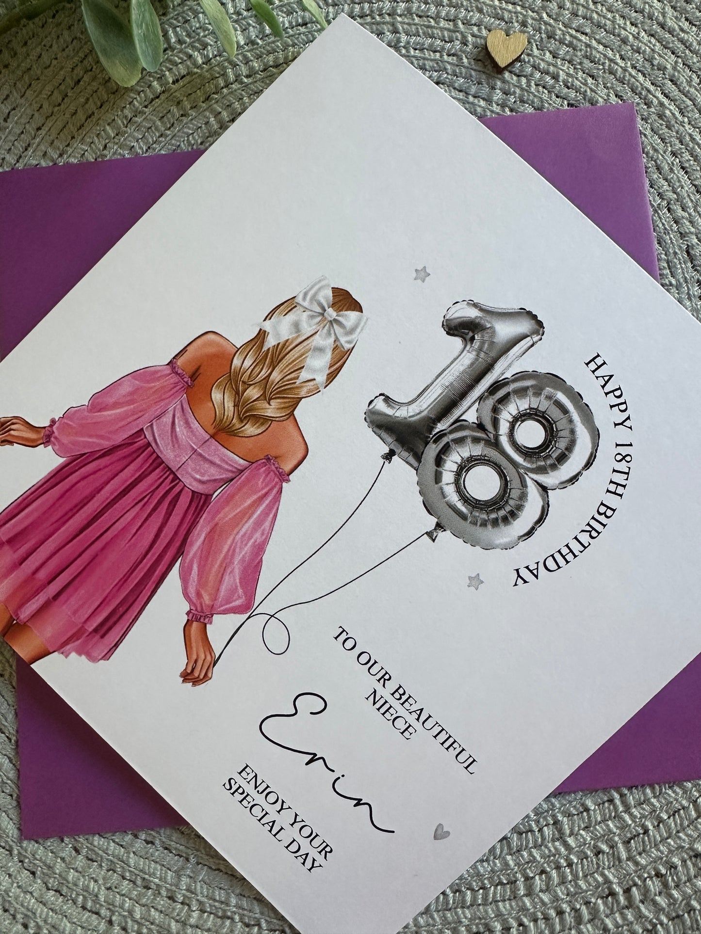 Personalised Birthday Girl Balloons Card, 16th 18th, 21st, 30th, 40th, 50th, Any Relation