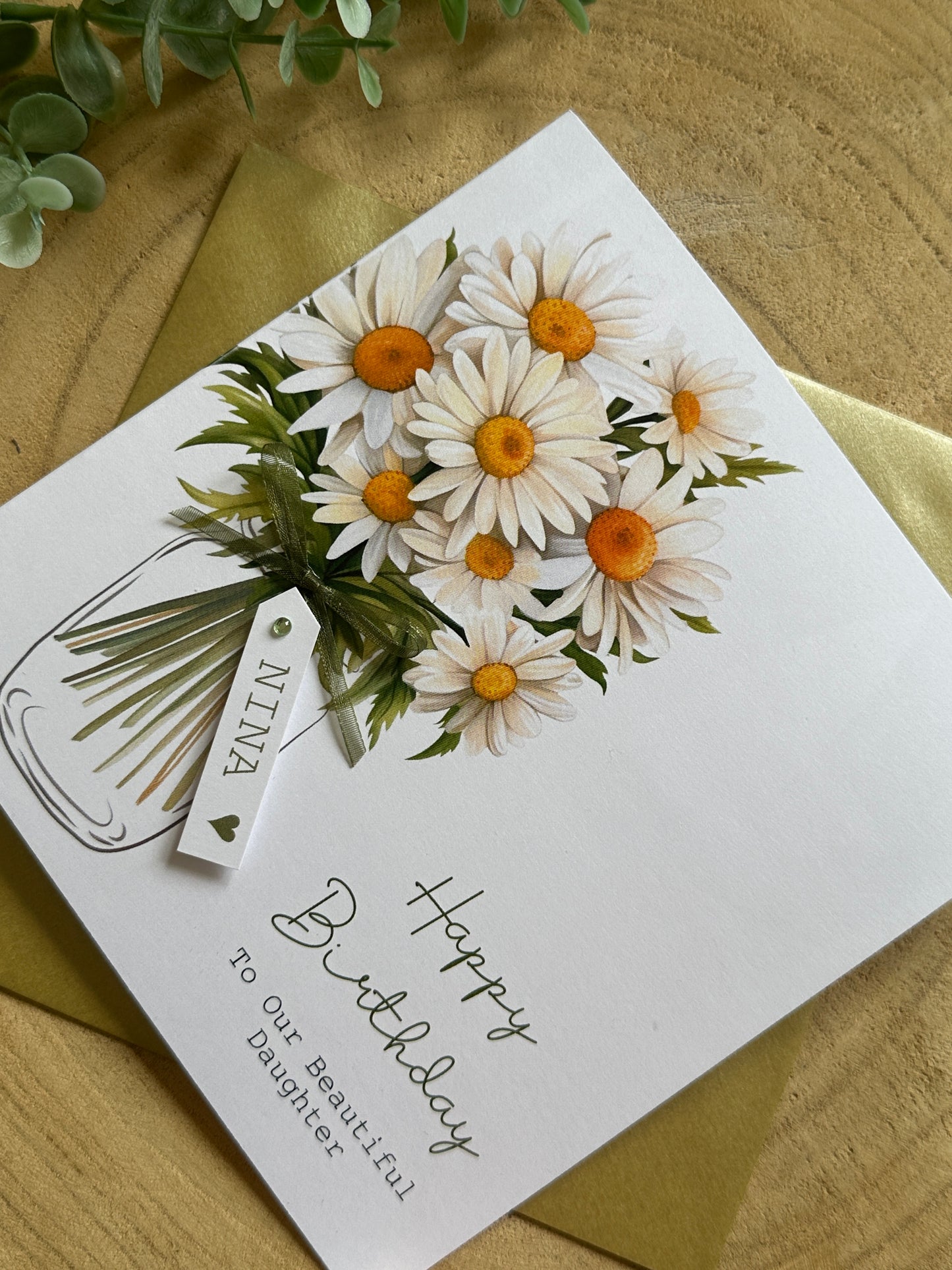 Personalised Birthday Card - Daisy Flowers - Mum, Friend, Auntie, Wife, Daughter, Sister