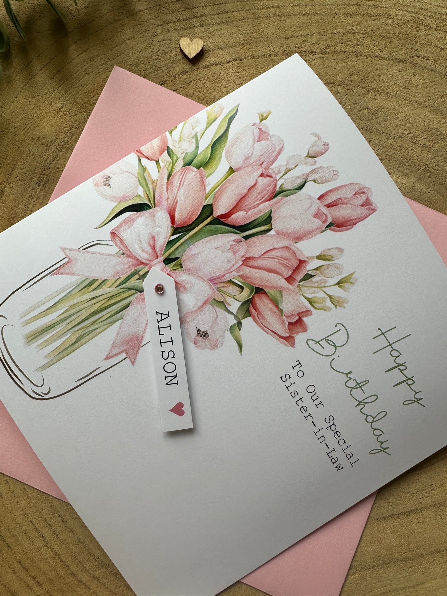 Personalised Birthday Card - Tulips - Mum, Friend, Auntie, Wife, Daughter, Sister