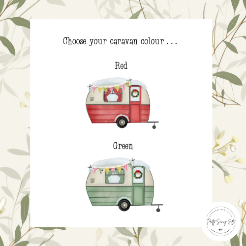 Personalised Caravan Christmas Decoration; Custom Ornament with Wreath