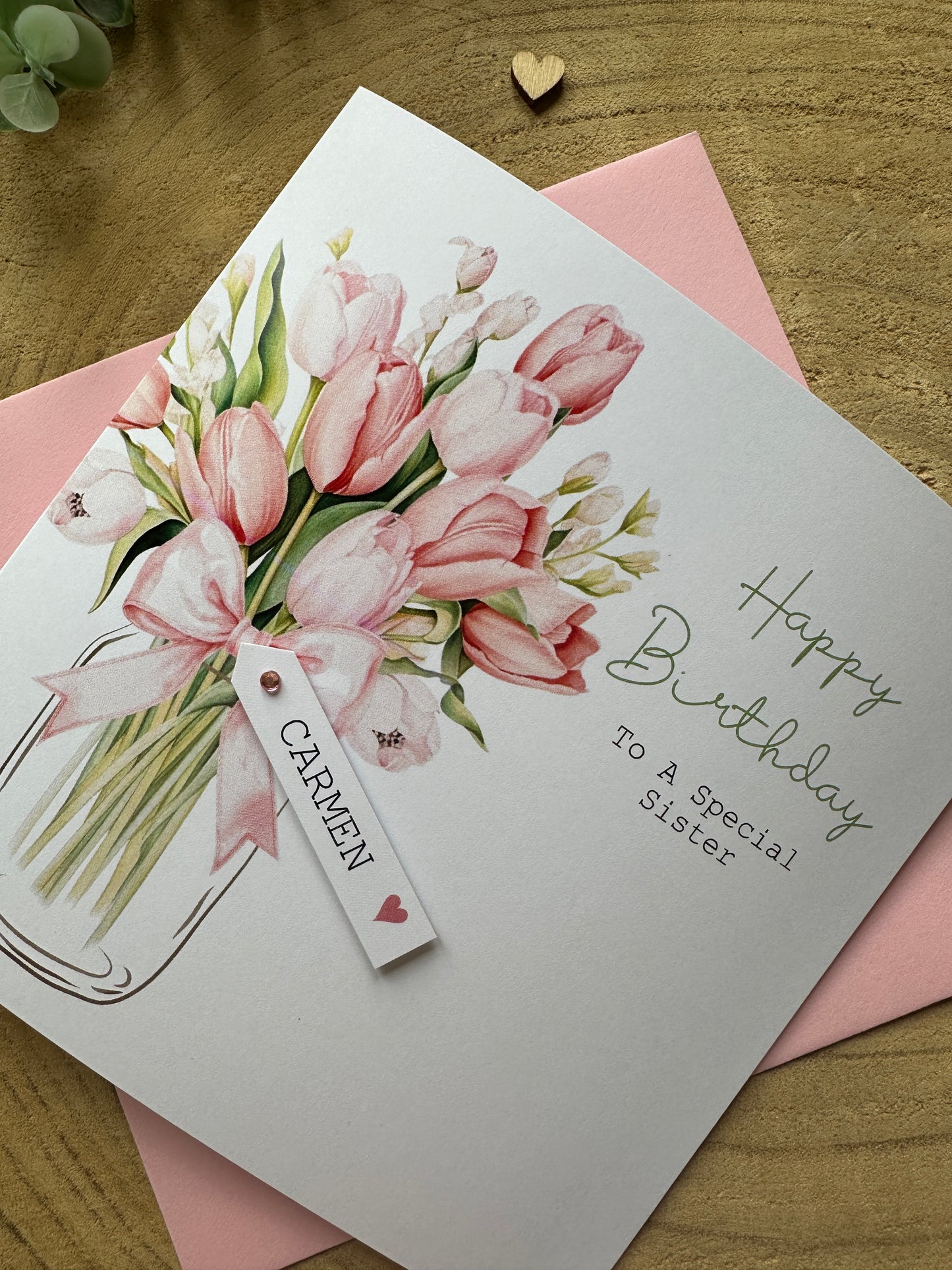 Personalised Birthday Card - Tulips - Mum, Friend, Auntie, Wife, Daughter, Sister