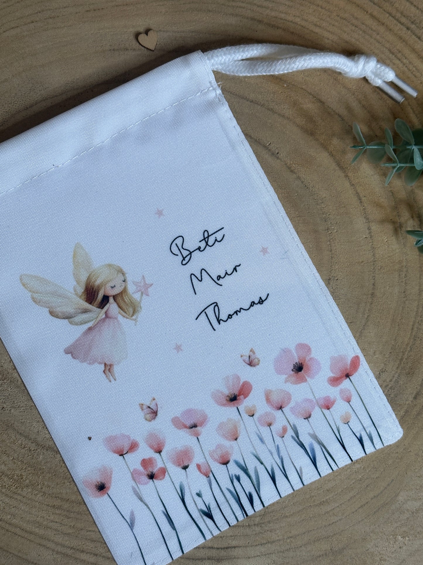 Personalised Tooth Fairy Bag, Chart & Coin Holder Set, Custom Tooth Loss Keepsake, Tooth Fairy Gift Set with Pouch