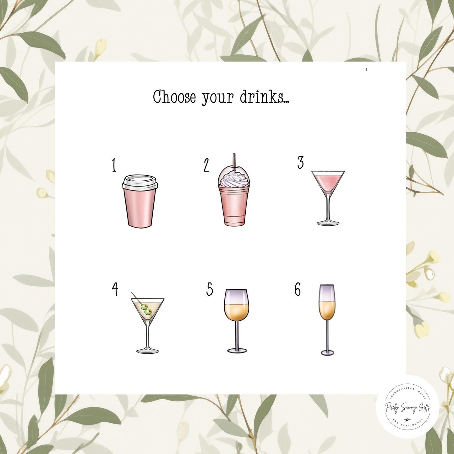 Personalised Best Friend Birthday Card, Custom Drink and Hair Options