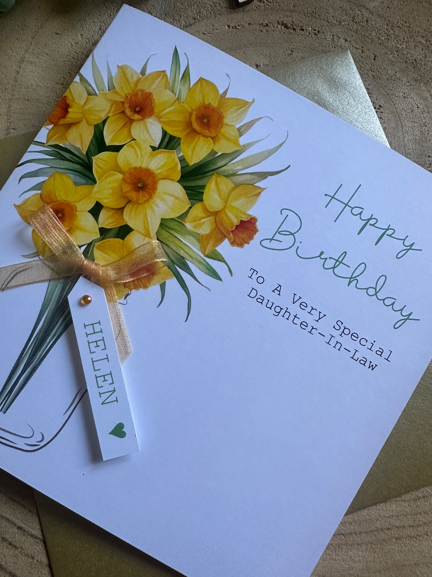 Personalised Birthday Card - Daffodils - Mum, Friend, Auntie, Wife, Daughter