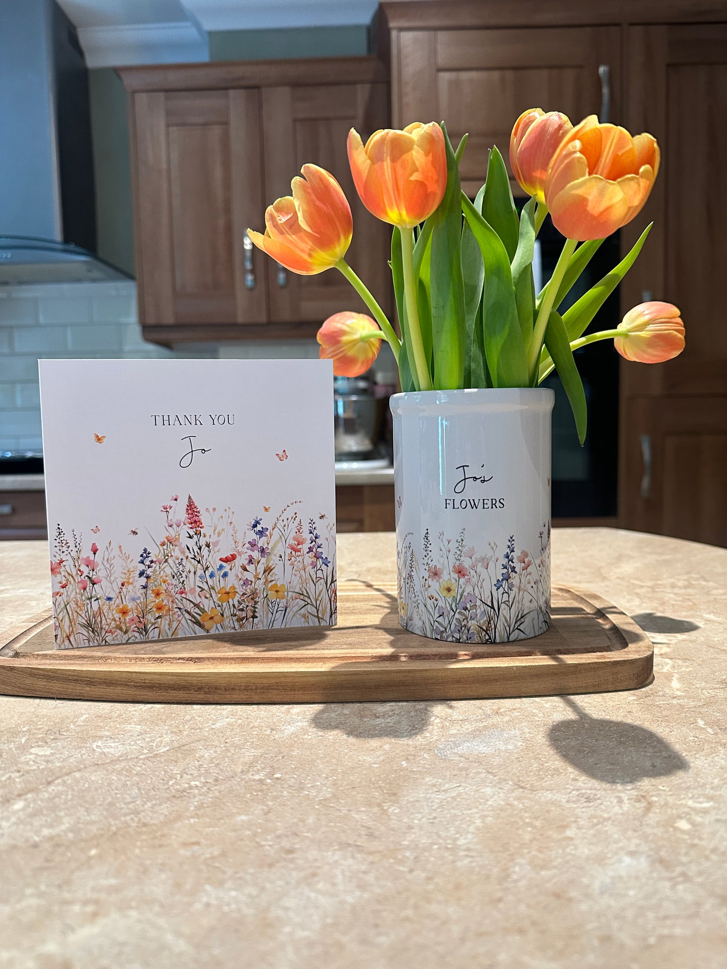 Personalised Ceramic Vase Wildflower Design and Matching Card Option
