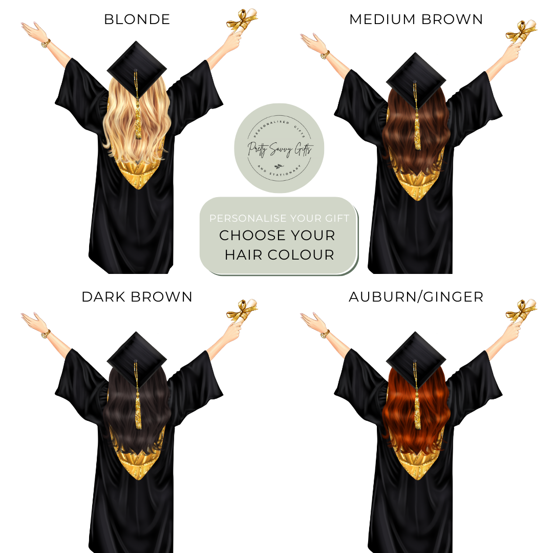 Personalised Graduation Gift Keepsake - Custom University Graduation Gift for Her, Girl Graduation Gift, Hair Colour Customisation