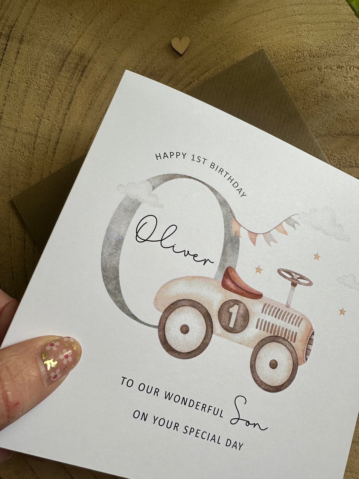 Personalised Birthday Card for Grandson, Son, Nephew, Godson - Vintage Car