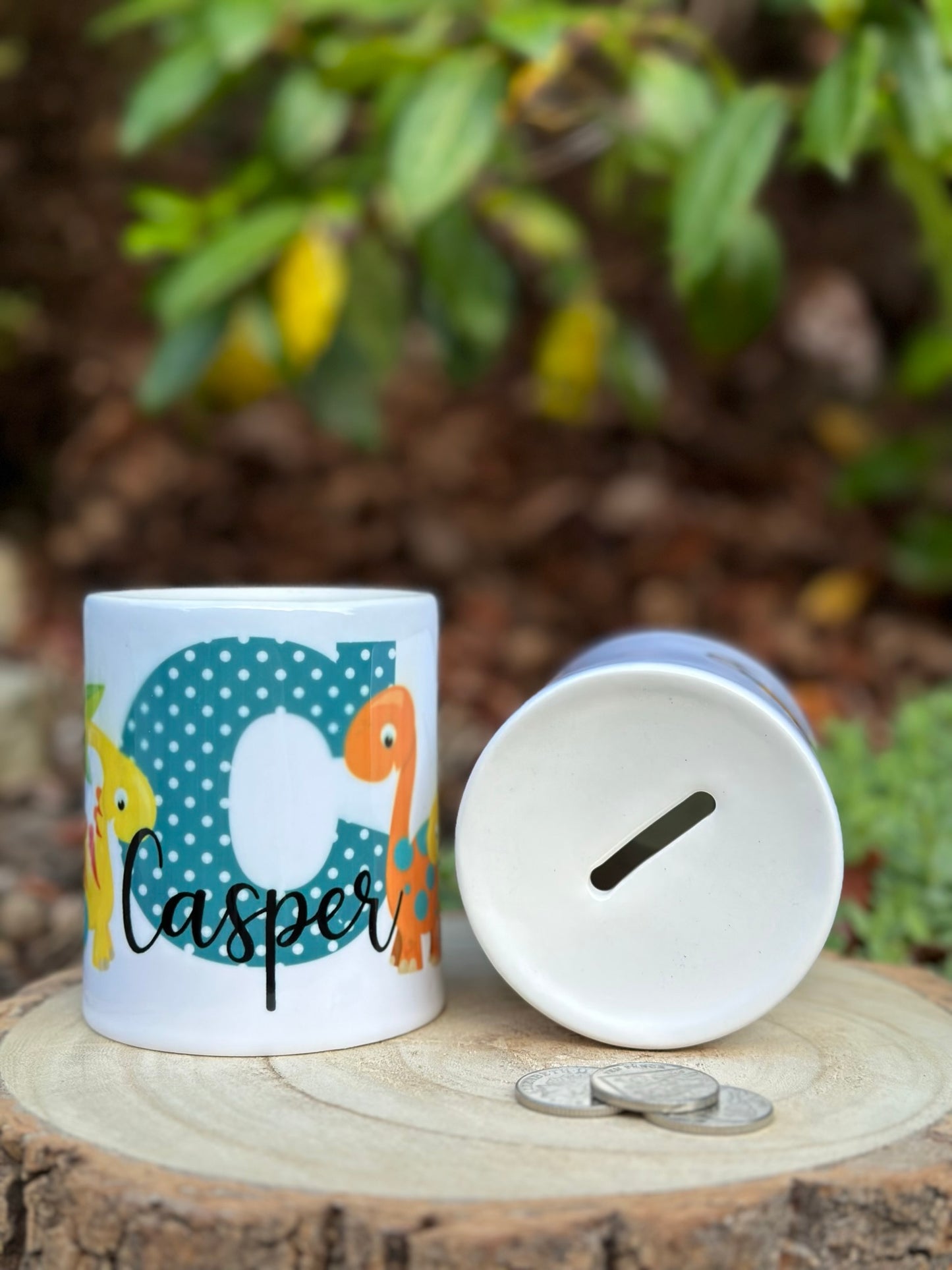 Personalised Ceramic Money Box - Dinosaurs
