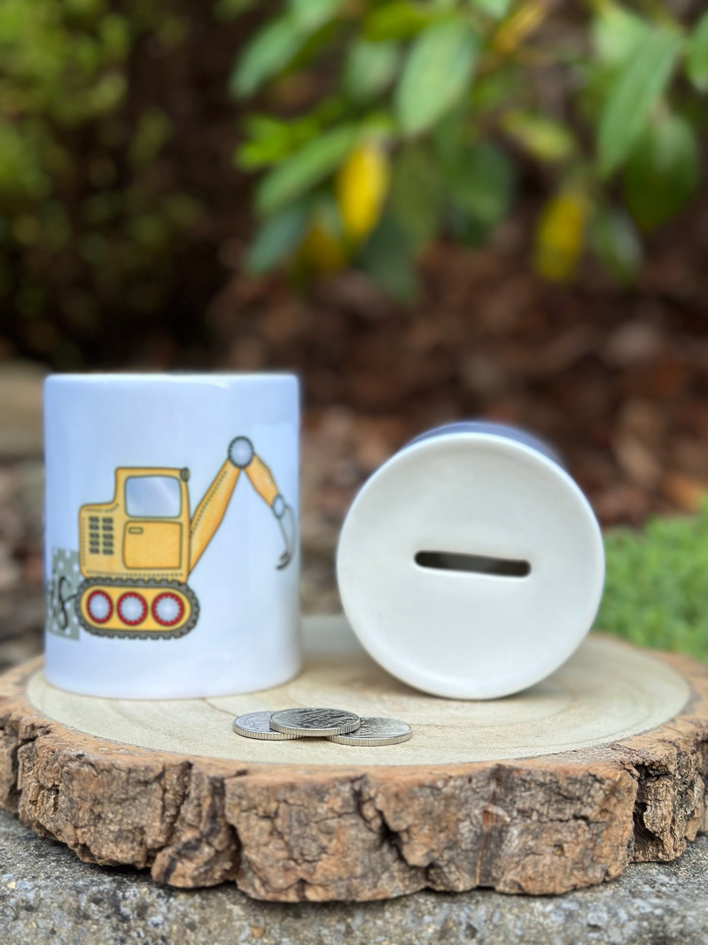 Personalised Ceramic Money Box - Diggers