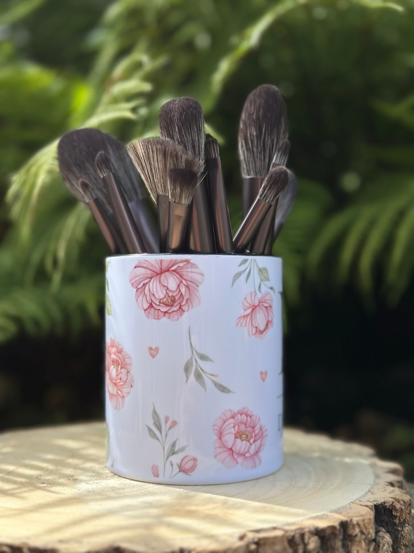 Personalised Ceramic Make Up Brush Holder - Roses