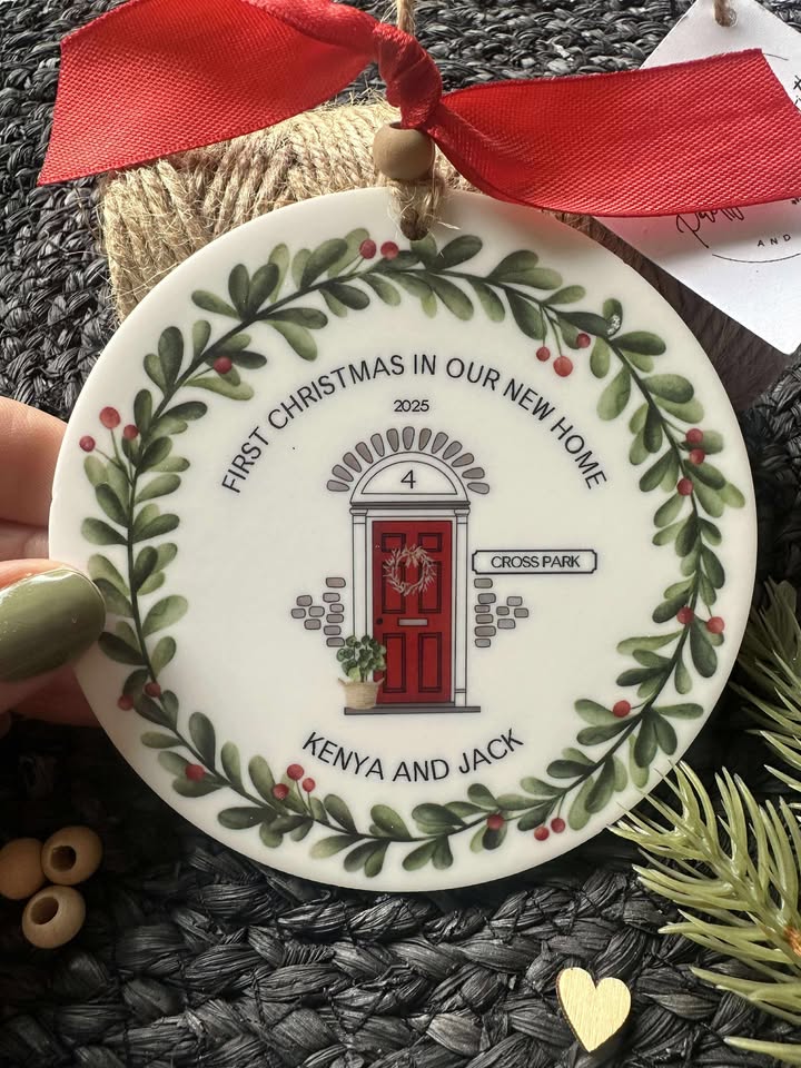 Personalised First Christmas New Home Decoration; 1st Xmas Customised Tree Bauble