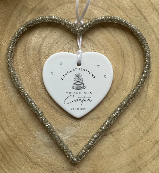 Personalised Wedding Gift | Mr and Mrs Wedding Gift | | English or Welsh | Congratulations | Llongyfarchidadau | Rings, Cake or Car