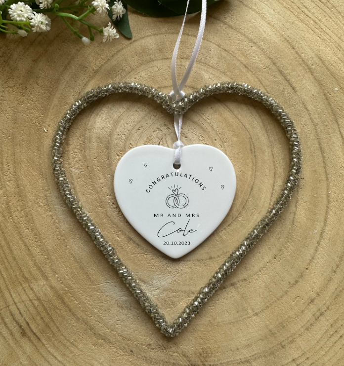 Personalised Wedding Gift | Mr and Mrs Wedding Gift | | English or Welsh | Congratulations | Llongyfarchidadau | Rings, Cake or Car