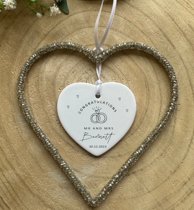 Personalised Wedding Gift | Mr and Mrs Wedding Gift | | English or Welsh | Congratulations | Llongyfarchidadau | Rings, Cake or Car
