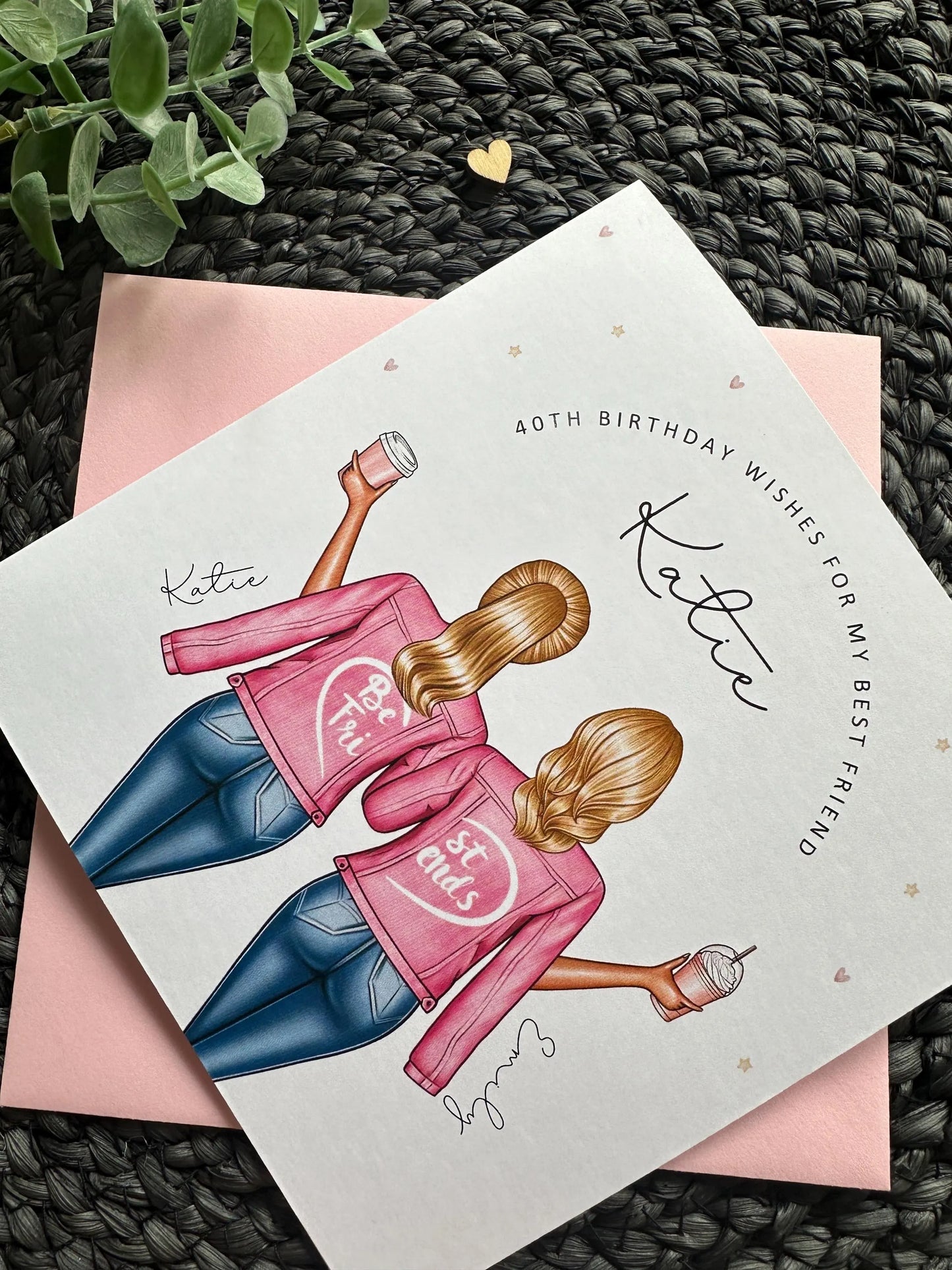 Personalised Best Friend Birthday Card, Custom Drink and Hair Options