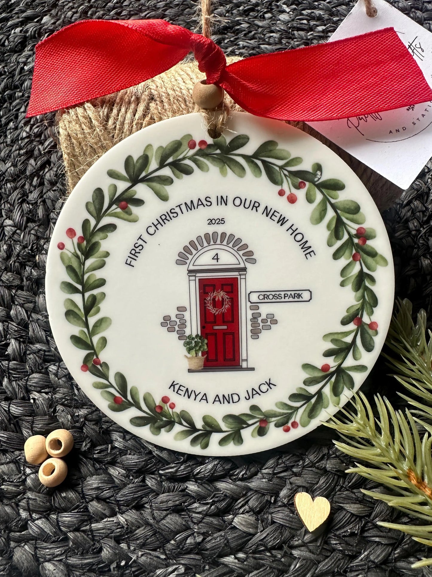 Personalised First Christmas New Home Decoration; 1st Xmas Customised Tree Bauble