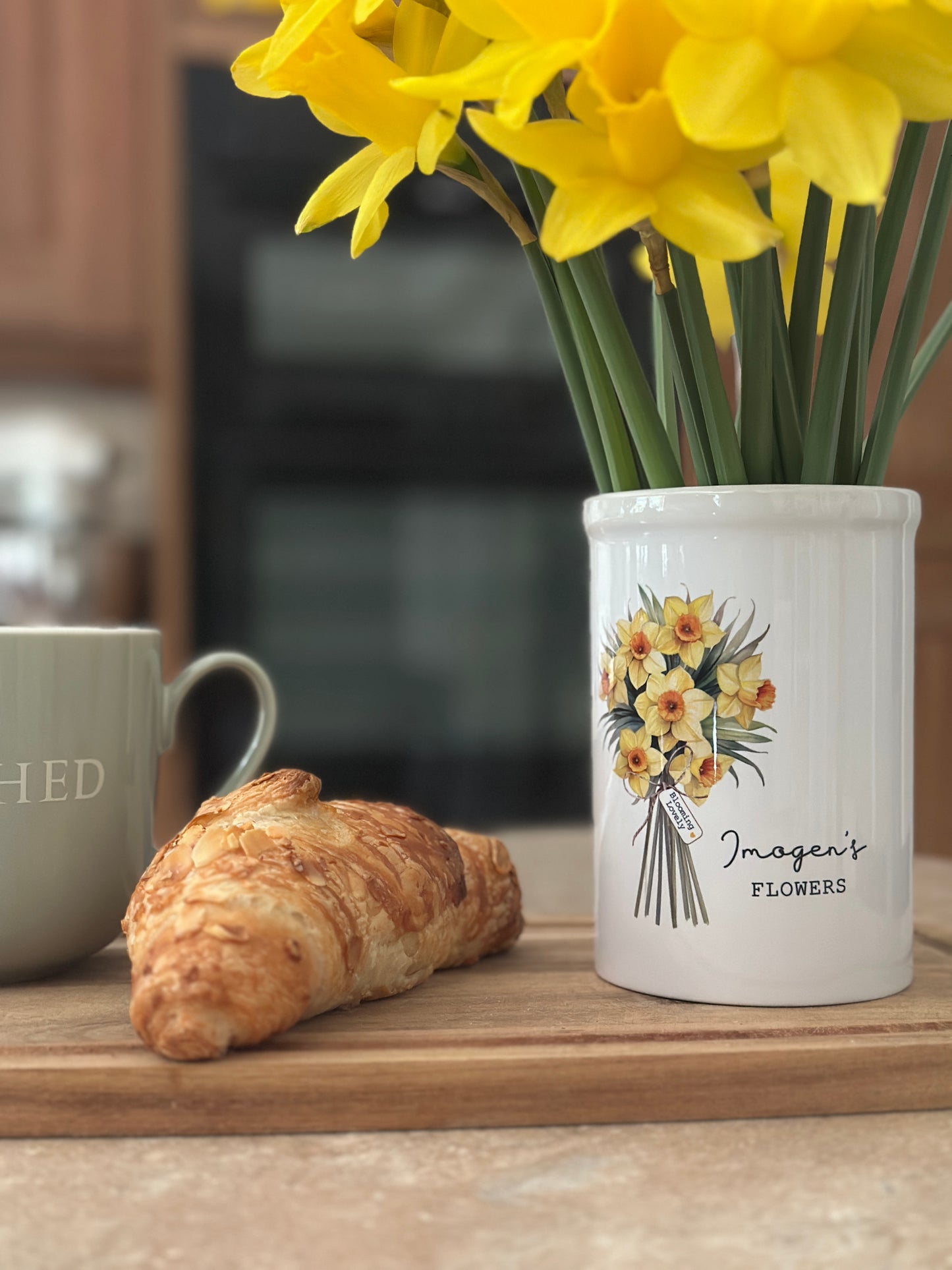 Personalised Ceramic Vase with Daffodil Design