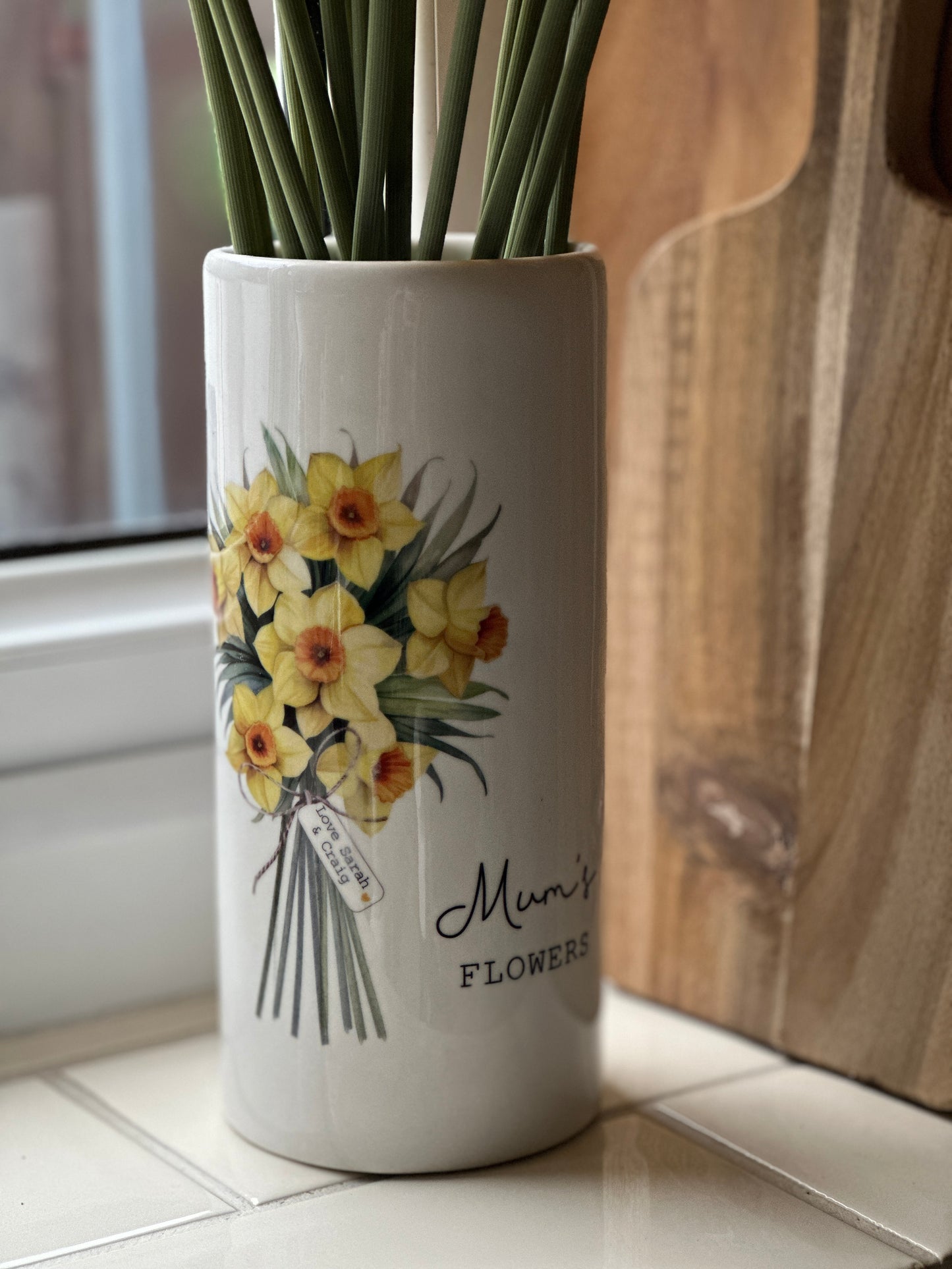 Personalised Daffodil Ceramic Vase