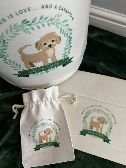 Personalised Dog Toy Storage Basket - Custom Breed, Felt Toy Box, Puppy Gift