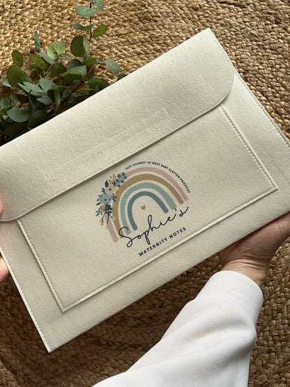 Personalised Pregnancy Notes Folder - Rainbow Maternity Notes, Welsh/English, Baby Shower Gift, Baby Journey Folder, Nodiadau Mamolaeth