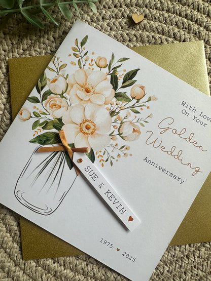 Personalised Golden Wedding Anniversary Card, 50th Anniversary or Any Number of Years