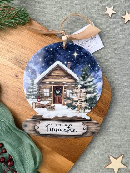 Personalised Family Christmas Decoration, Large Hanging Snow Globe with 2-8 Custom Names
