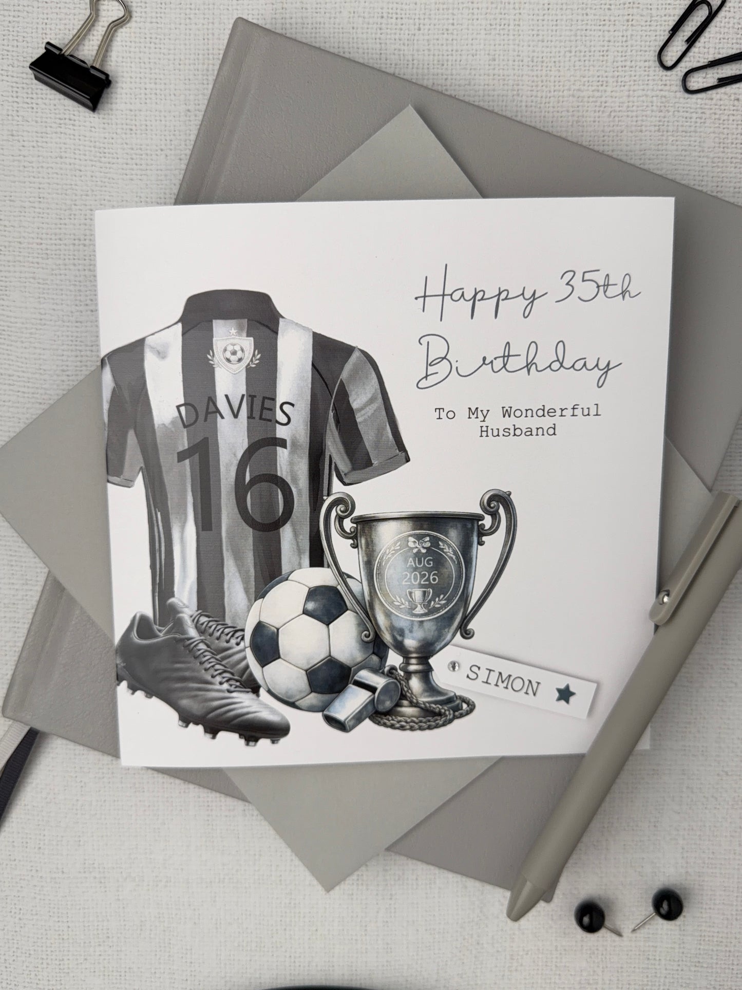 Personalised Football Shirt Birthday Card | Any Age | Any Relation | 64 Shirt Colours