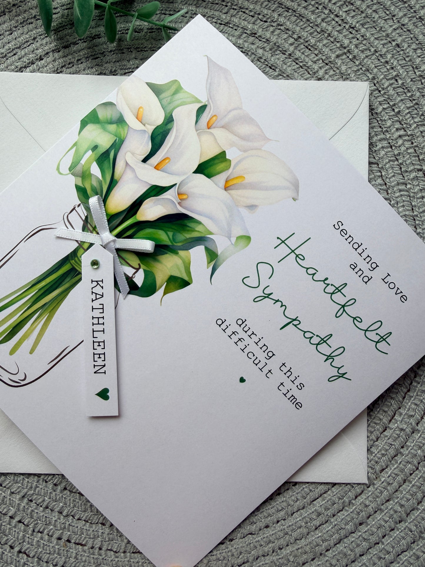 Personalised Lily Sympathy Card - Thinking of you bereavement card