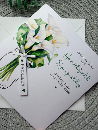 Personalised Lily Sympathy Card - Thinking of you bereavement card