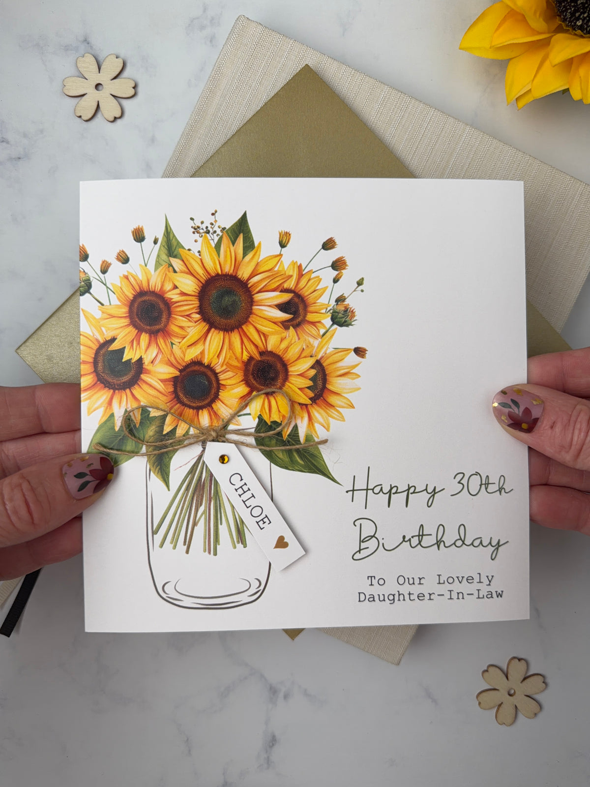 Personalised Sunflower Birthday Card - Card for Mum, Friend, Auntie, Wife, Daughter, Sister